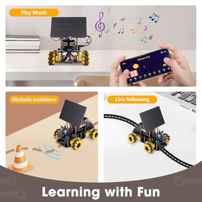 Robotics Kit for Kids Ages 8–12,ACEBOTT STEM Robot Car with Solar Powered,Compatible with Arduino & Scratch,STEM Toys for Boys Ages 8–12,App & Remote Control,Programmable ESP32, for Boys and Girls