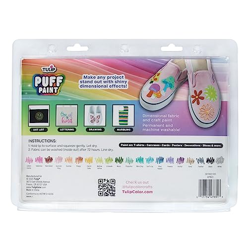 Tulip Puff Paint 20-Color Party Pack, Multi-Surface, Premium Quality, Nontoxic & Waterproof Craft Paint, Permanent on Fabric, Mellow Rainbow - color: Mellow Rainbow
