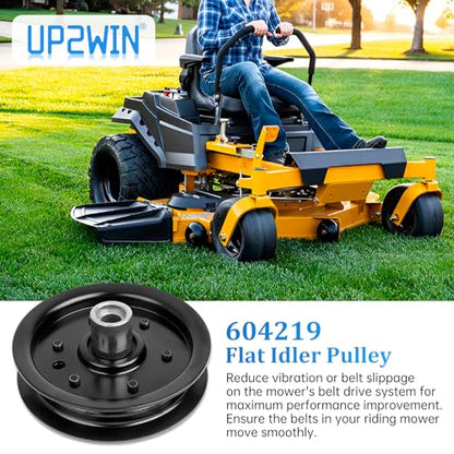 UP2WIN 604219 Flat Idler Pulley Compatible with Hustler Dash 34" 42" Raptor 36" 42" 52" 54" Mower Deck, 126123 Idler Pulley Compatible with 939223 938498 938977 933614 934802, Replaces Rotary 15211 - size: 604219_1pc