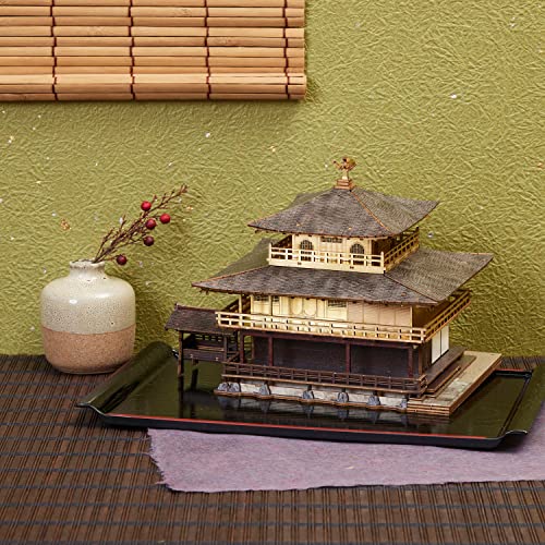 Kinkakuji Golden Temple Wooden Architecture 3D Puzzle - Fun DIY Wood Craft Kits - Ideal Gift for Birthdays and Party Favors - style: Golden Temple