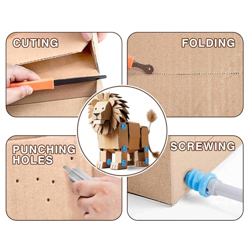 Cardboard Cutter for Kids,208PCS Cardboard Construction Tool,Safe DIY Kit for Boys Girls Arts & Crafts STEM Educational Toys