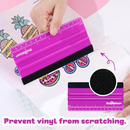 TECKWRAP Professional Felt Squeegee for Vinyl, Pitaya, 2 PCS, 6"x2.9" - color: 2pcs Pitaya