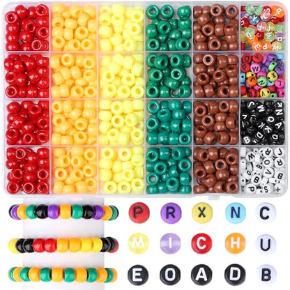 XIANNVXI 10Colours Fall Pony Letter Beads Set Friendship Bracelet Making 500pcs Red Orange Yellow Green Brown Pony Beads Bulk - color: Fall