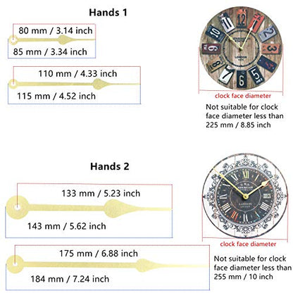 Youngtown 12888 Clock Movement 39/64" Thread Battery Replacement Gold hands - color: Gold, size: thread length 39/64 inch