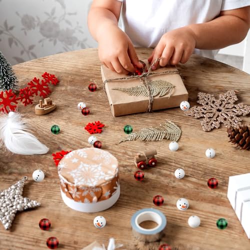 Landical 180 Pcs Christmas Crafts Snowman Wooden Bead DIY, Cute Color - color: Cute Color