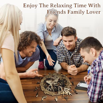 KAAYEE Wooden Puzzles for Adults Deer Jigsaw Puzzle 17.3 * 17.1in 425pcs - color: Deer, size: X-Large