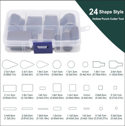 24 Style Leather Hollow Punch Cutter Tool, Leather Cutting Tools - size: 24 Shapes