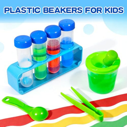 Bbiamsleep 23 Pcs Beakers Test Tubes Set, Plastic Droppers Beaker Test Tube