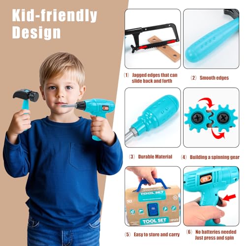 GAIETYDIY Kids Tool Set – Pretend Play Toddler Tool Set with Tool Box - size: Medium