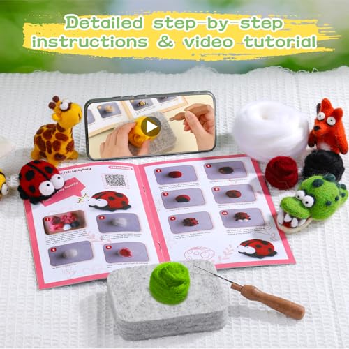 Fedmut Needle Felting Wool Kit Felting Kit, 13 Cute Animals Tools Supplies - color: 13Pcs Cute animals