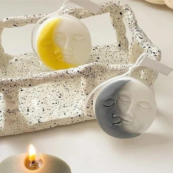 Candle Molds - Silicone Mold for Candles Making, DIY 3D Moulds for Soy Wax, Beeswax, Scented Candle, Valentine's Day Gifts (Moon) - color: Moon
