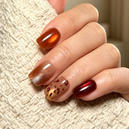 6 Packs (144 Pcs) | Reusable Press on Nails | 6-Style Bundle | 12 Sizes | Each Style 24 Pcs | Soft Neutral & Autumnal - color: Soft Neutral & Autumnal