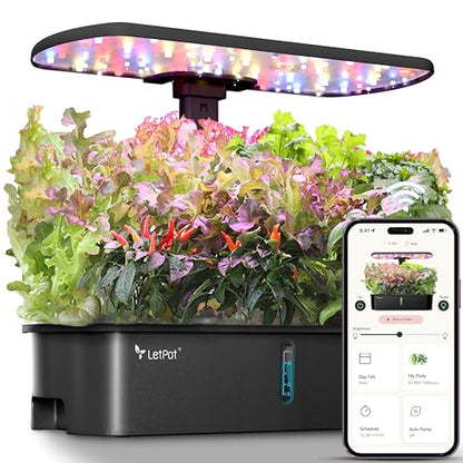 LETPOT LPH-Air 10-Pod Hydroponics Growing System Indoor Garden Kit - size: 10 Pods-Black