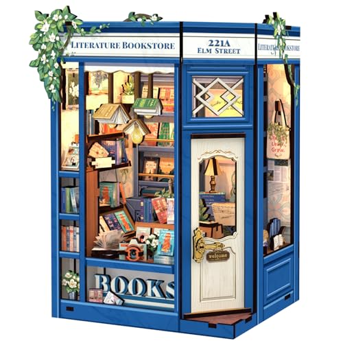 Fsolis Book Nook Kit 3D Wooden Puzzles for Adults - color: Literature Bookstore