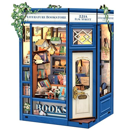 Fsolis Book Nook Kit 3D Wooden Puzzles for Adults - color: Literature Bookstore