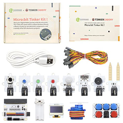 ELECFREAKS microbit Tinker Kit Sensor Stater Kit with 35+ Projects DIY Programming with Basic Coding Electronics Modules and Wiki Tutorial(Without Micro:bit)