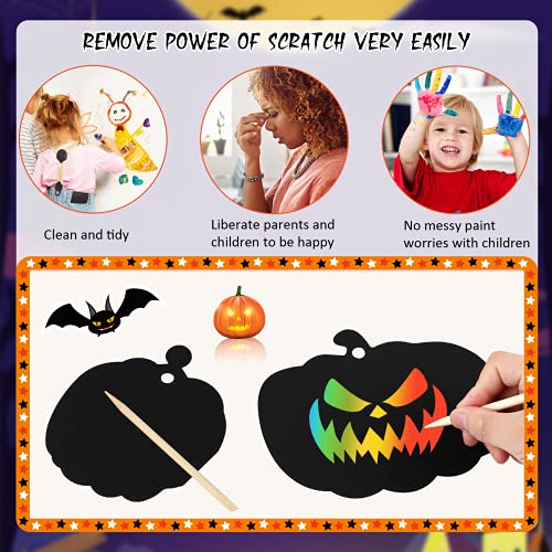 JULMELON 36Pcs Halloween Scratch Art Crafts for Kids, Party Ornaments Kit - style: Halloween Crafts