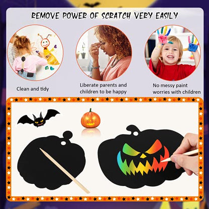 JULMELON 36Pcs Halloween Scratch Art Crafts for Kids, Party Ornaments Kit - style: Halloween Crafts