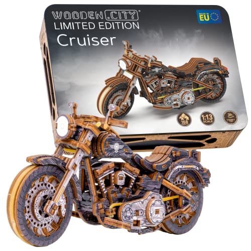 WOODEN.CITY Cruiser V‑Twin LE Mechanical Motorcycle Model Kit, 3D Puzzles for Adults – Motorcycle Puzzle for Adults and Teens; Build a Wooden Bike and Enjoy a Unique Gift - style: Motorcycle