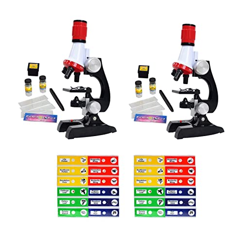 Little World Kids Microscope with LED Light - 100X/400X/1200X Magnification - color: Red 2 Pieces
