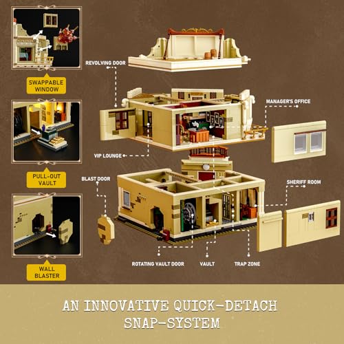 Lumibricks Western Bank Heist Lighting Building Set, 2875 Pcs Old West Set