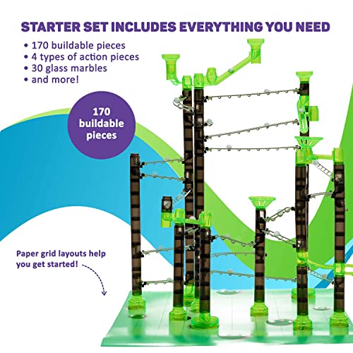 Marble Genius Marble Rails Starter Set, 200 Pieces, STEM Toy