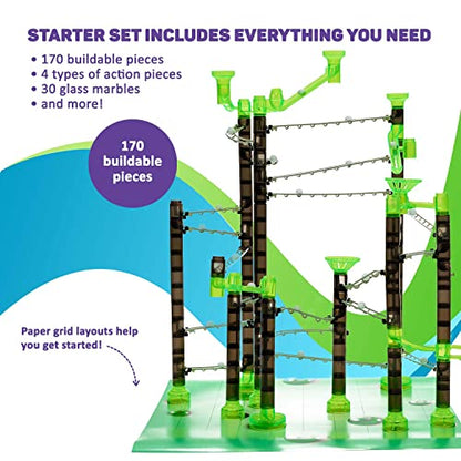 Marble Genius Marble Rails Starter Set, 200 Pieces, STEM Toy
