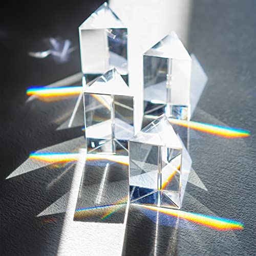 QFkris 4pcs Clear K9 Crystal Triangular Prism for Photo Rainbow Lights - color: 4-packs