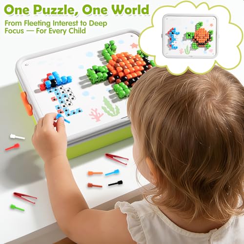 Puzzle for Kids 3-5: 3D Mushroom Nail Puzzle 460 Pieces Building Peg Kit