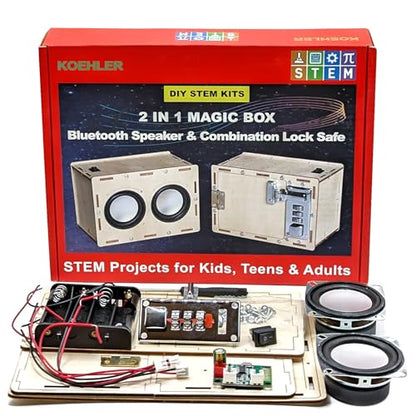 STEM Projects for Kids & Adults Build Your Own Bluetooth Speaker & Combination Lock Safe - 2 in 1 Science Experiment Electronics Kit | STEM Gifts for Teenage Girls + Boys Ages 8 and Up Magic Box