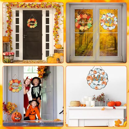 Sereliy 24 Pcs Fall Coloring Wreath Crafts, Color Your Own Thanksgiving Crafts, DIY Paper Fall Wreath for Classroom Activities Thanksgiving Games.(Thanksgiving) - color: Thanksgiving