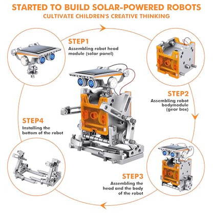 STEM 13-in-1 Education Solar Power Robots Toys for Boys Age 8+ - color: Silver