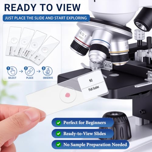 Tellegloww 120 Pcs Microscope Slides with Specimens for Kids & Students