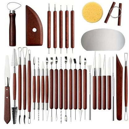 LINPHCEY 35-Piece Clay Sculpting Tools Set Perfect for Polymer Air Dry Modeling Clay Beginners & Professionals Ideal for DIY Pottery & Ceramics Tools for Clay Sculpey Sculpting & Crafting - color: 35PCS/SET