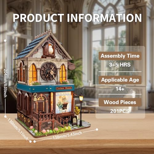 3D Wooden Puzzles for Adults DIY Miniature Cuckoo Clock House Kit - color: Cuckoo House