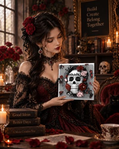 Skull Flowers Mini Building Set Gothic Art Interior Decoration Ornament