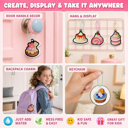 MZYTOZA Magic Foam Texture Painting Kit - 3D Art Craft Magic Puffs Paint Kit, 15 Mess-Free Paint by Number Craft for Kids (Pink) - color: 32pcs-Dessert style