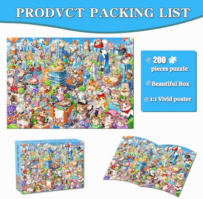 Puzzles for Kids Ages 6-8 8-10 - 200 Piece Puzzles - City Cats Puzzle - color: City Cat