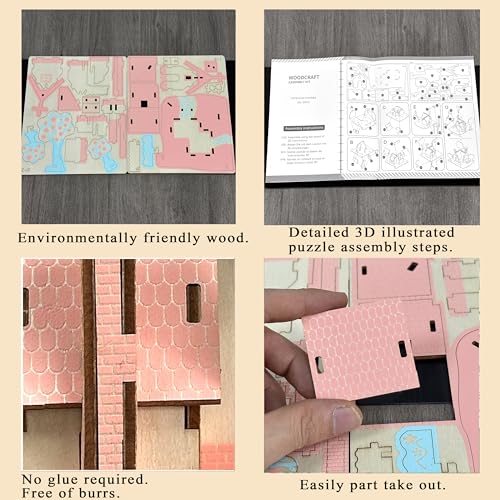 Log Cabin 3D Wooden House Puzzle,DIY Mini Building Model Kit，003 - color: 003