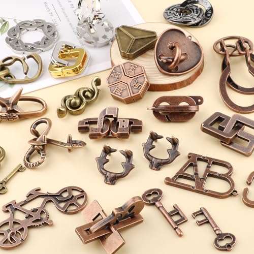 36 Pcs Metal Brain Teaser Puzzles Set,3D Metal Puzzles for Adults,IQ Logic Test Disentanglement Game,Mind Challenge Interlocking Games for Mind Challenge(Classic Style)