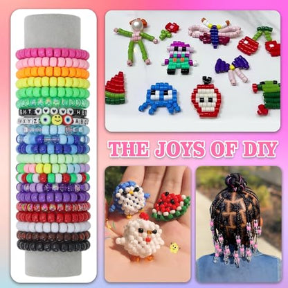 LIS HEGENSA 12Color 900PCS Kandi Pony Beads Bracelets Jewelry Making Kits - size: 12Color(900PCS)