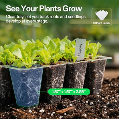 VIVOSUN 12-Pack Seed Starter Trays, 144-Cell Starter Kit with Humidity Dome - size: 12-Pack 144-Cell, style: Trays