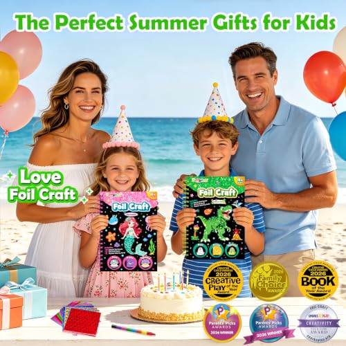 FUNNYB&G Foil Art Craft Kit for Kids, Sparkly Birthday Gift Toy for Kids - style: Dinosaur World
