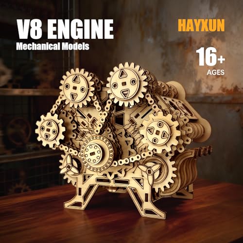 3D Puzzles for Adults - Wooden V8 Engine Model Kit