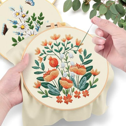 ERKOON 5 Sets Embroidery Kit for Beginners Adult Bouquet Cross Stitch - color: Bouquet