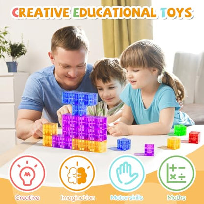 56PCS Transparent Magnetic Blocks for Kids Ages 3-5 Year Old Boys and Girls - style: Transparent Magnetic Blocks