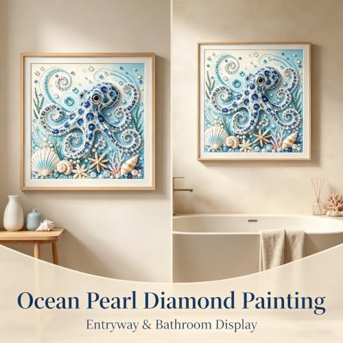 Pearl Diamond Painting Kits for Adults,Octopus Ocean Pearl Diamond Art - color: PL79-1