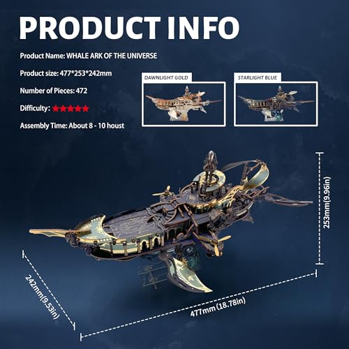 3D Wooden Puzzle for Adults Whale Spaceship DIY Dollhouse Kit - color: Starlight Blue