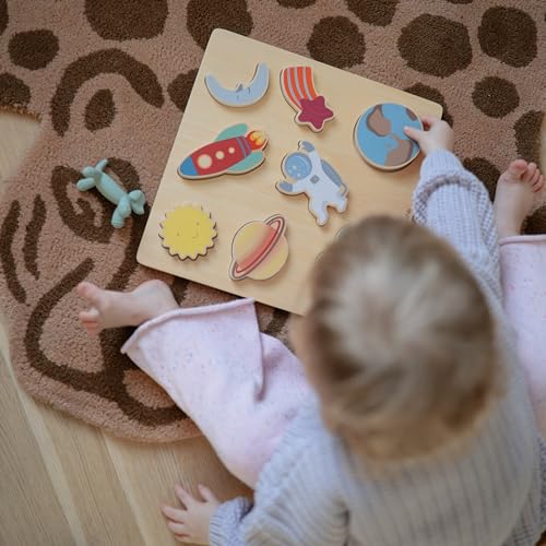 mushie Wooden Space Puzzle | for Kids 3 Years+ | Preschool Educational & Toddler Montessori Toys (8 pcs)