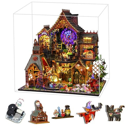 Fifijoy DIY Miniature Wooden Dollhouse Kit, DIY Miniature House Kit for Adults and Teens, DIY Mini Dollhouse Kit (Magic Spirit) - color: Magic Spirit